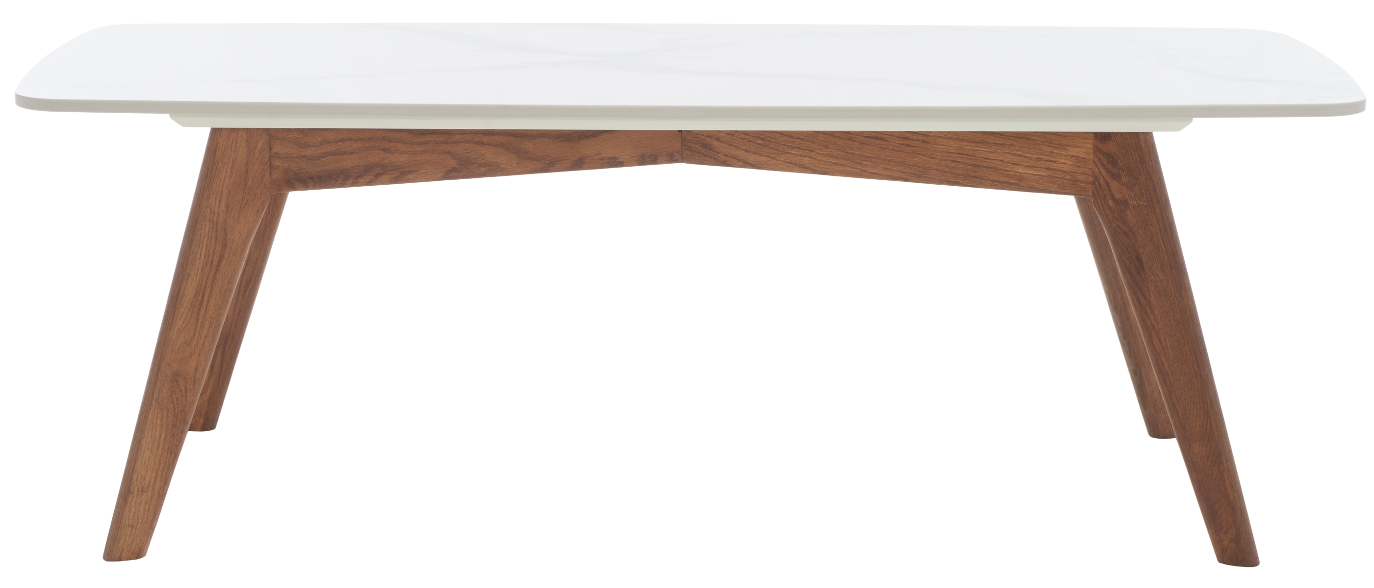 Karina Rectangular Coffee Table - White / Walnut - Safavieh - Image 0