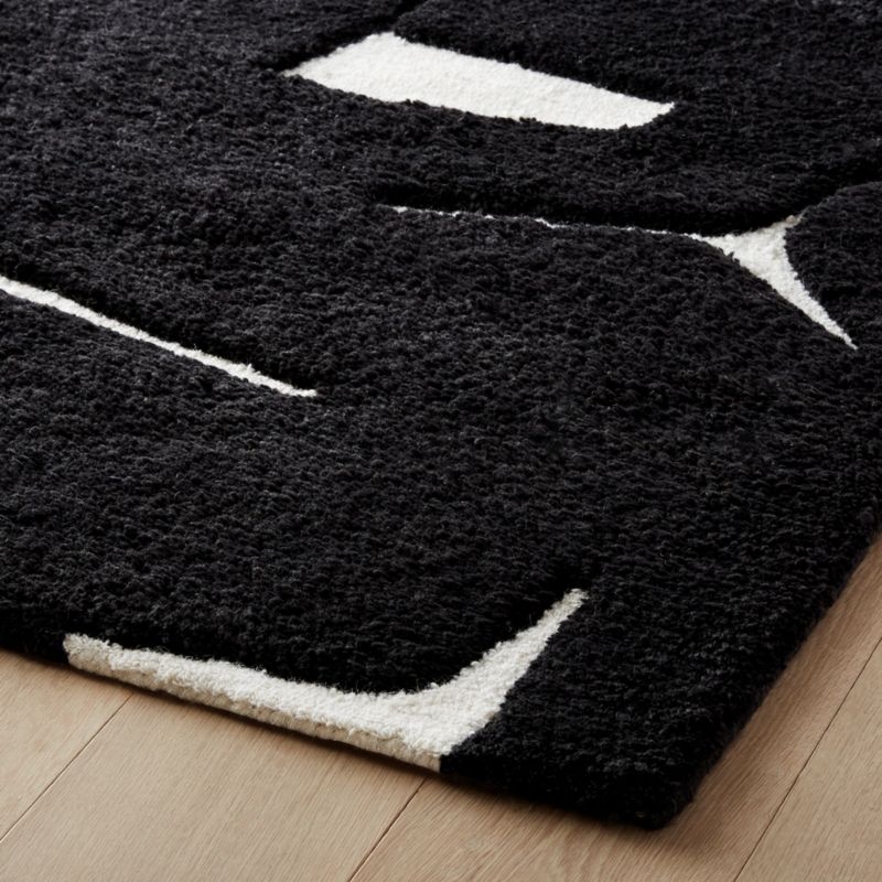Sway Hand-Tufted Black and White Wool Area Rug 6'x9' - Image 2