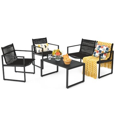 Patiojoy 4 Pcs Patio Furniture Sofa Set Loveseat Coffee Table For Backyard Balcony & Poolside - Image 0