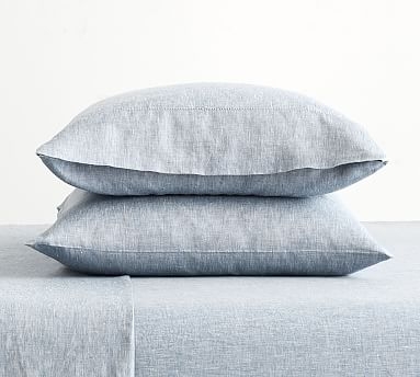 Belgian Flax Linen Pillowcases, Standard, Chambray, Set of 2 - Image 0