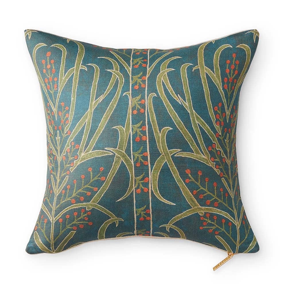 Teal Vines Suzani Pillow - Image 0