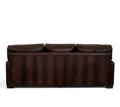Turner Square Arm Leather Sleeper Sofa 2-Seater 82.5", Down Blend Wrapped Cushions, Performance Carbon - Image 2