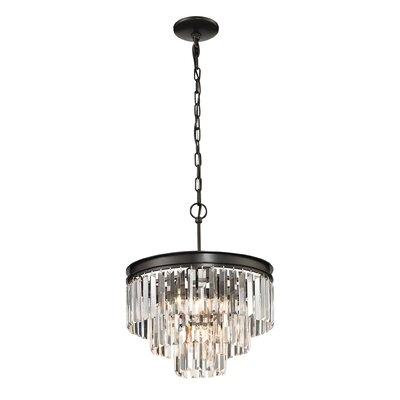 Jasmyn 3+1-Light Chandelier In Oil Rubbed Bronze With Clear Crystal - Image 0