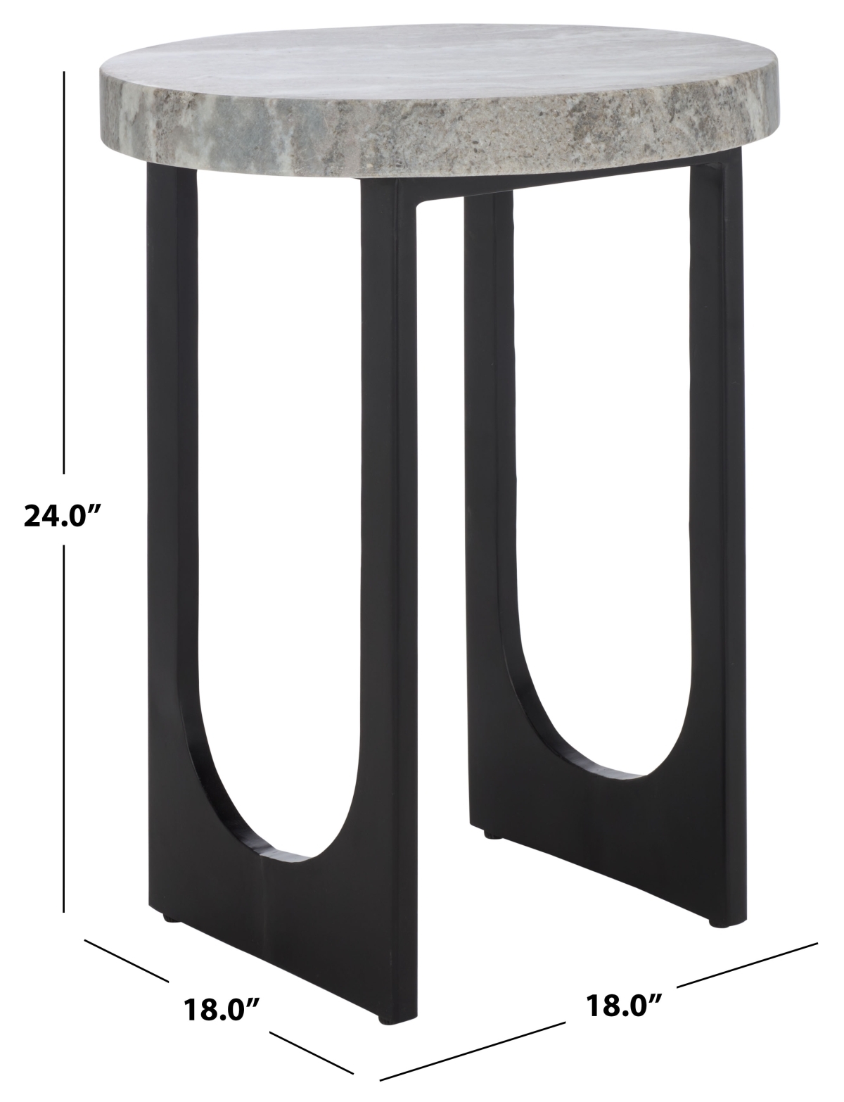 Marasu Marble Side Table - Green Grey / Black - Safavieh - Image 6