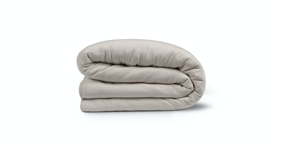 Leni Queen Cotton Gauze Duvet Cover - Light Taupe - Image 1