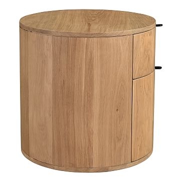Modern Round Nightstand,Solid Oak, - Image 2