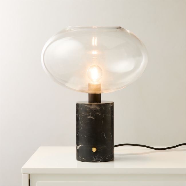 Polo Black Marble Table Lamp with Glass Shade - Image 0