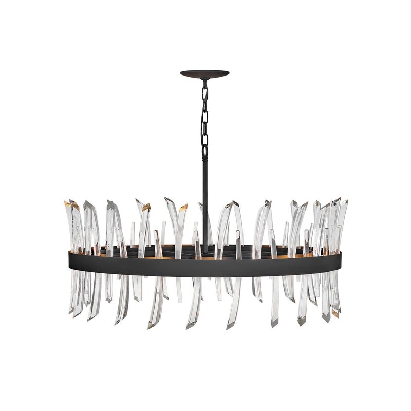 Fredrick Ramond 10 - Light Unique Wagon Wheel Chandelier with Crystal Accents Finish: Black - Image 0