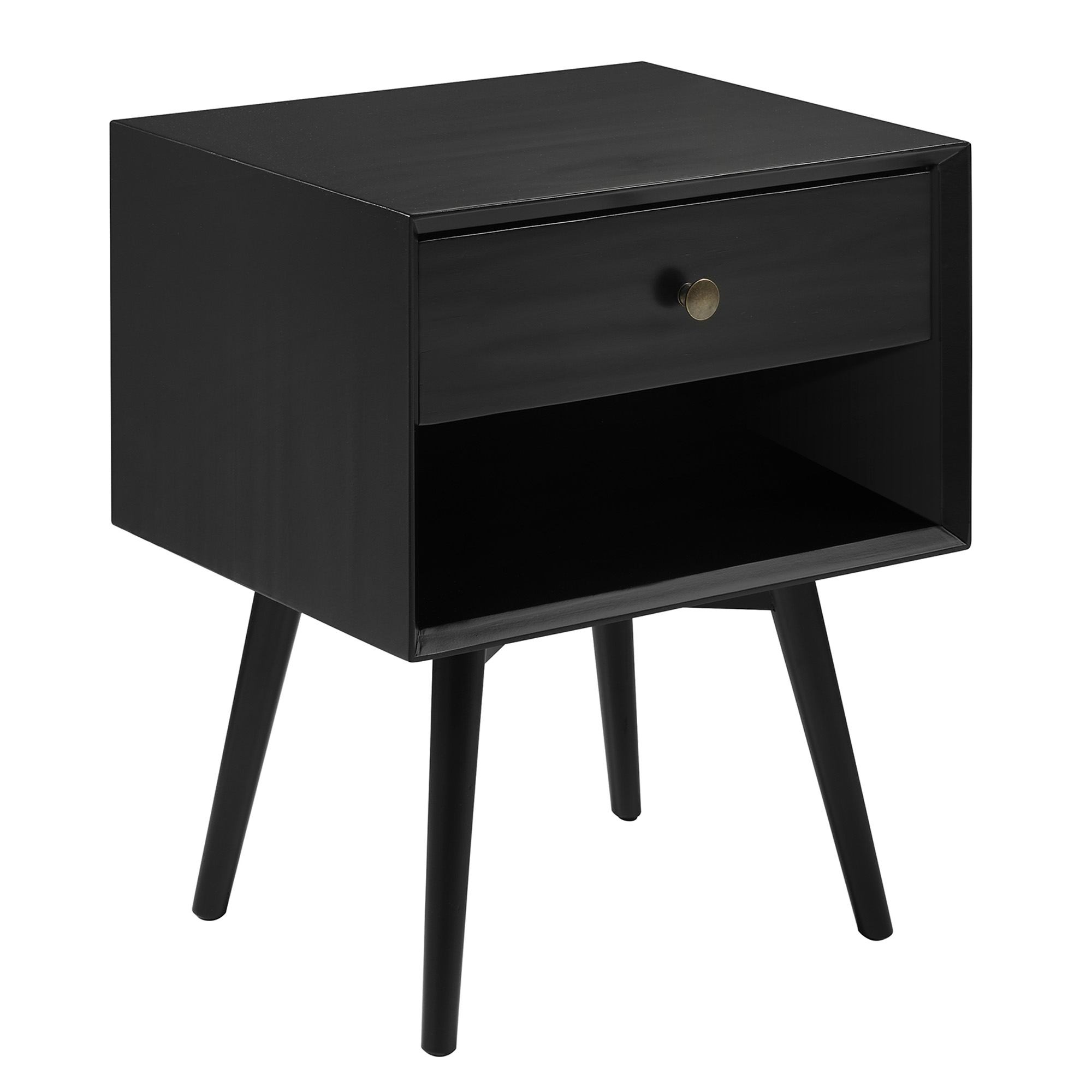 Mid Century Modern 1 Drawer Nightstand - Black - Image 0