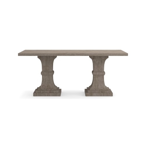 Double Pedestal Rectangular Dining Table, 72", Grey - Image 0