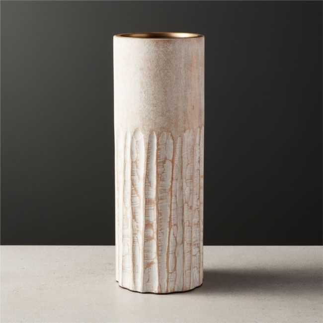 Notch Mango Wood Plllar Candle Holder Large - Image 0