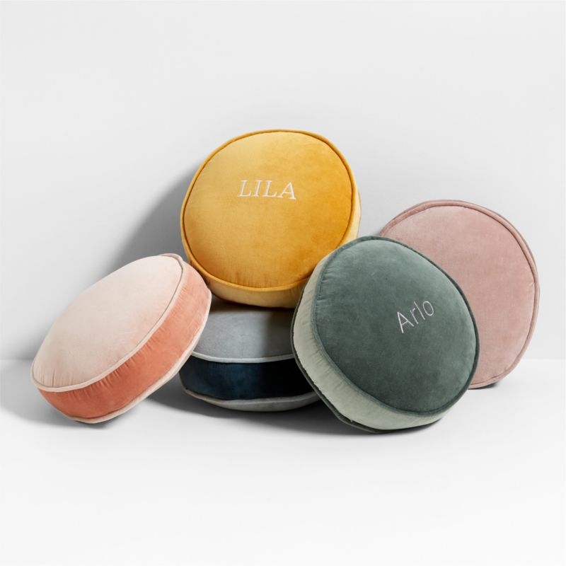 Harriet Round Elegant Pink Velvet Kids Throw Pillow - Image 1