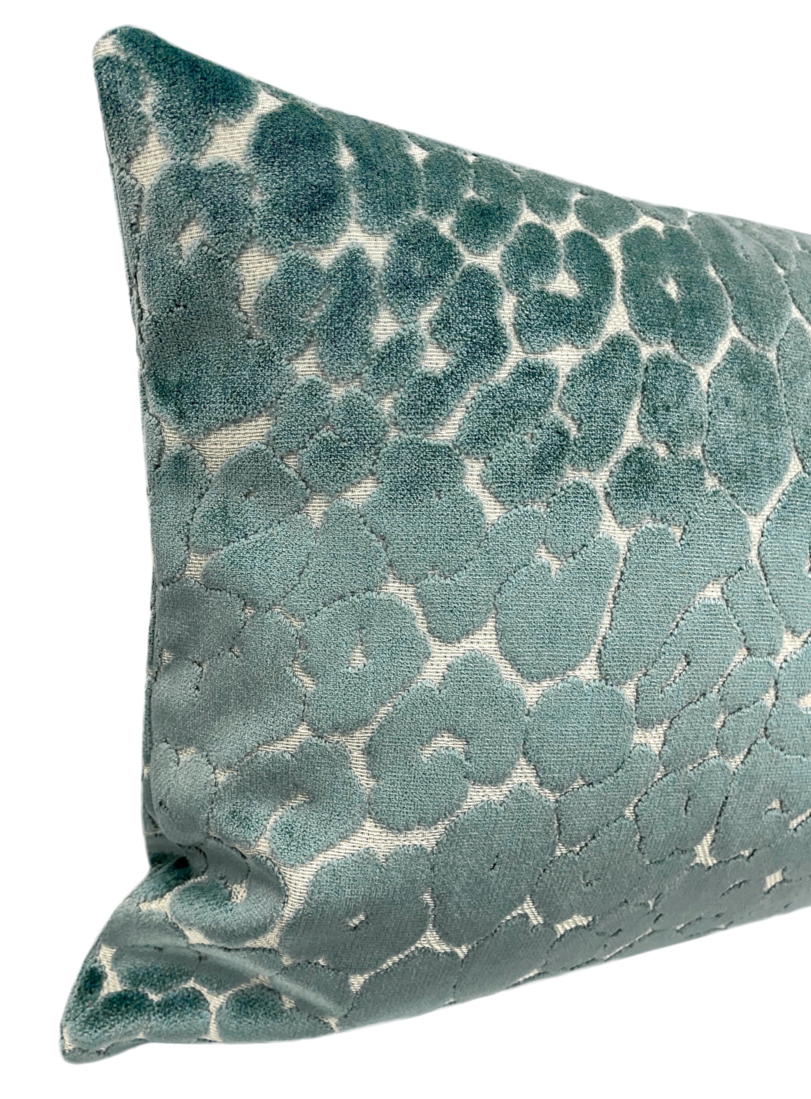 THE XL LUMBAR :: LEOPARD CUT VELVET // TURKISH BLUE - BY THE YARD - Image 3