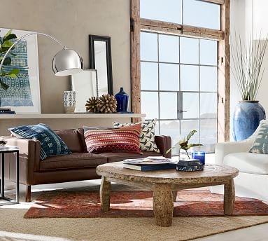 York Slope Arm Slipcovered Swivel Armchair, Down Blend Wrapped Cushions, Performance Brushed Basketweave Chambray - Image 1