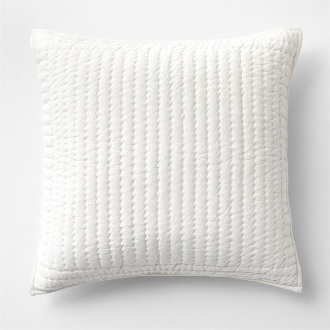 Cozysoft Organic Cotton Jersey Heathered Ivory Euro Quilted Pillow Sham - Image 0