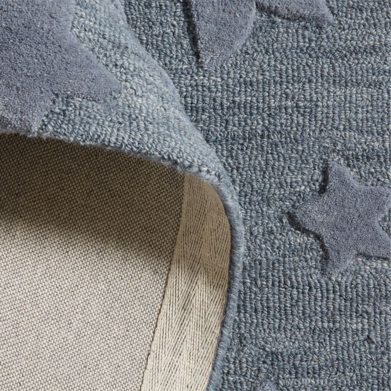 Modern Star Wool Slate Blue Kids Area Rug 6'x9' - Image 1
