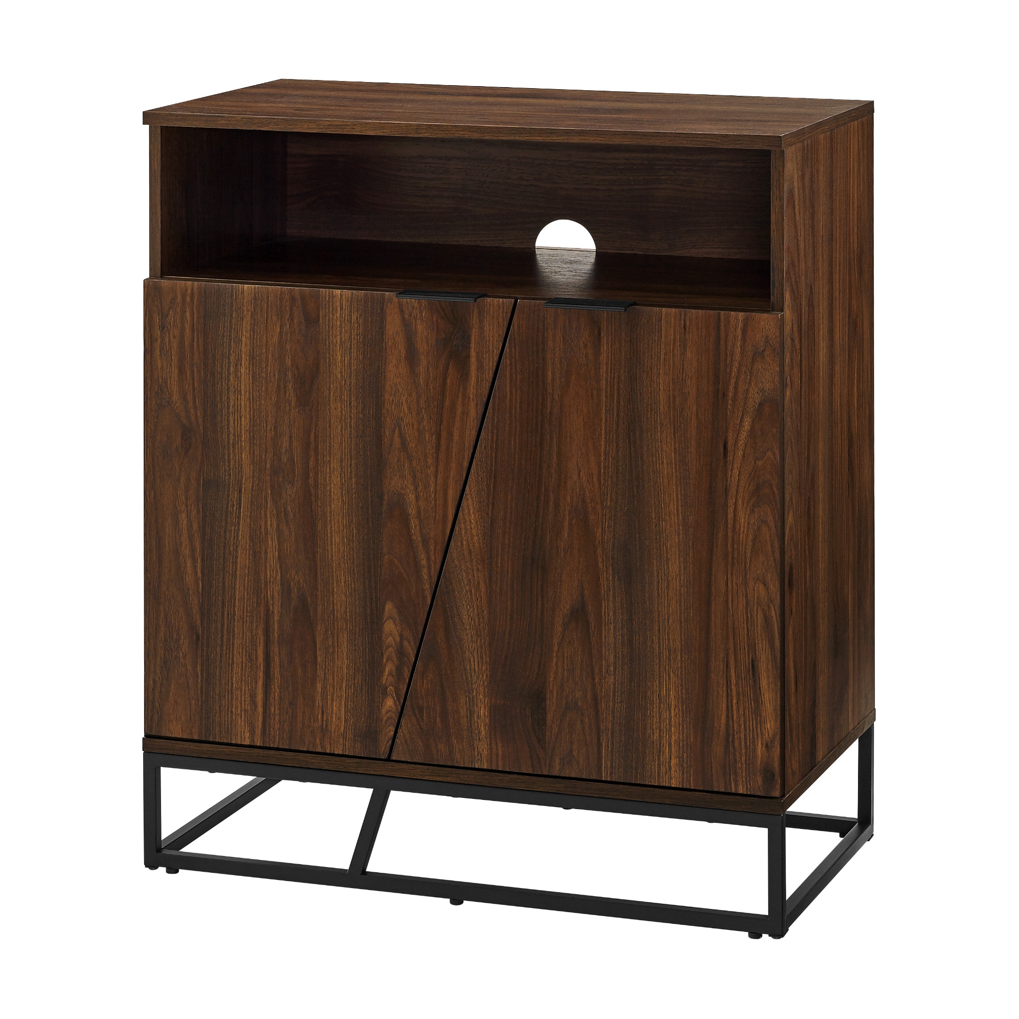 Contemporary Asymmetrical Angled Door Accent Cabinet – Dark Walnut - Image 3