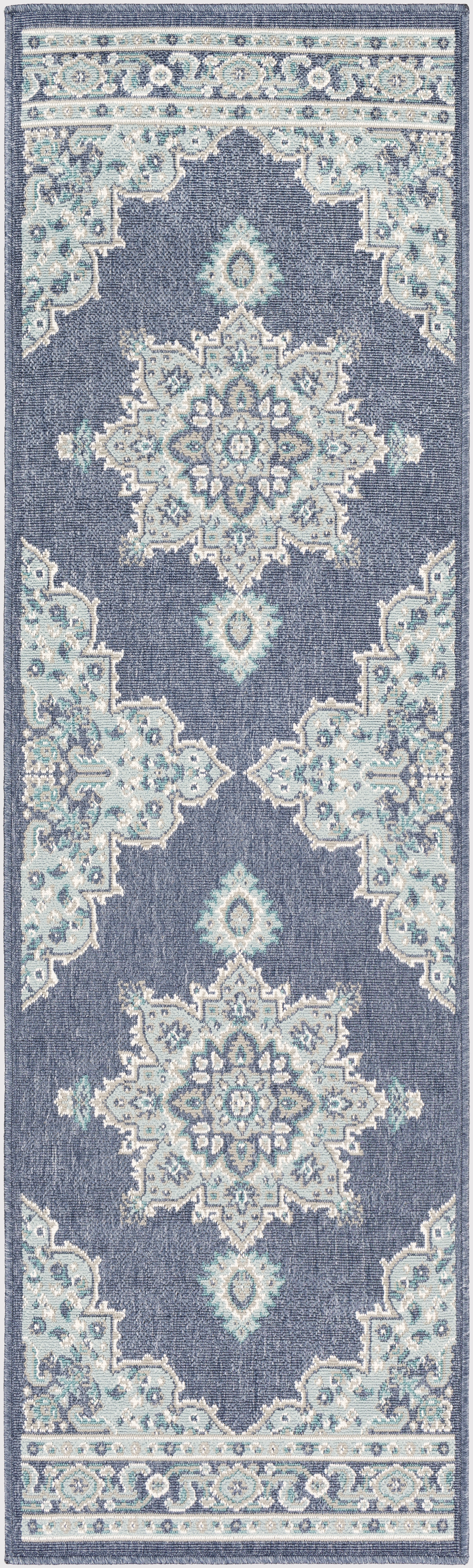 Alfresco Blue Outdoor 2'5" x 7'10" Machine Woven Rug - Image 0
