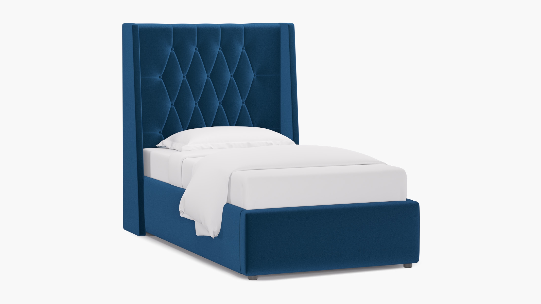 Tufted Wingback Bed, Royal Performance Velvet, Twin - Image 1