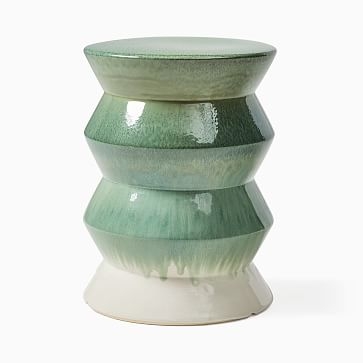 Cami Ceramic Outdoor 13 in Round Side Table, Sage - Image 3