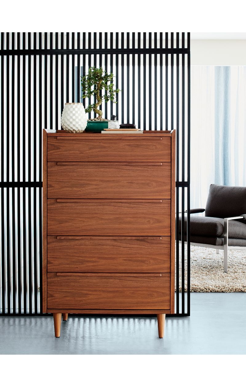 Tate 32" Walnut 5-Drawer Tall Dresser - Image 4