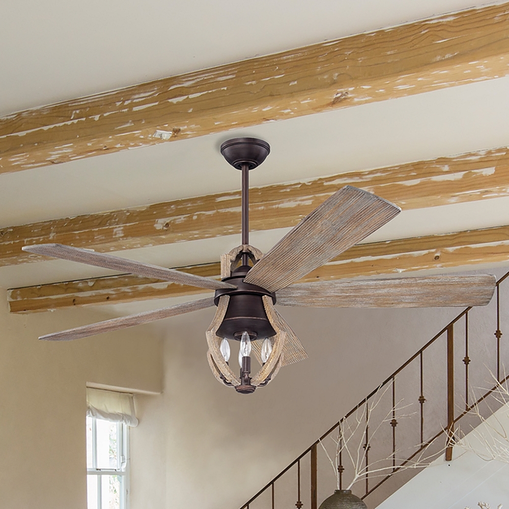 56" Craftmade Winton Pine and Bronze LED Ceiling Fan - Style # 18F46 - Image 0