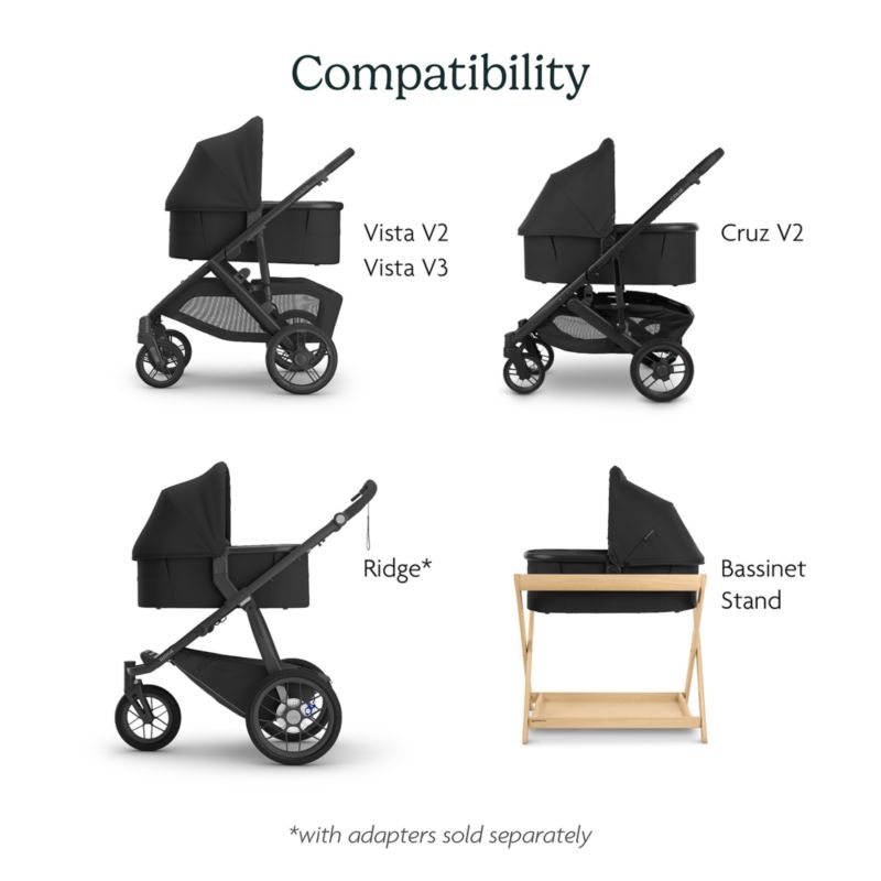 UPPAbaby V3 Evelyn Meadow Green Baby Bassinet with Carbon Frame - Image 5
