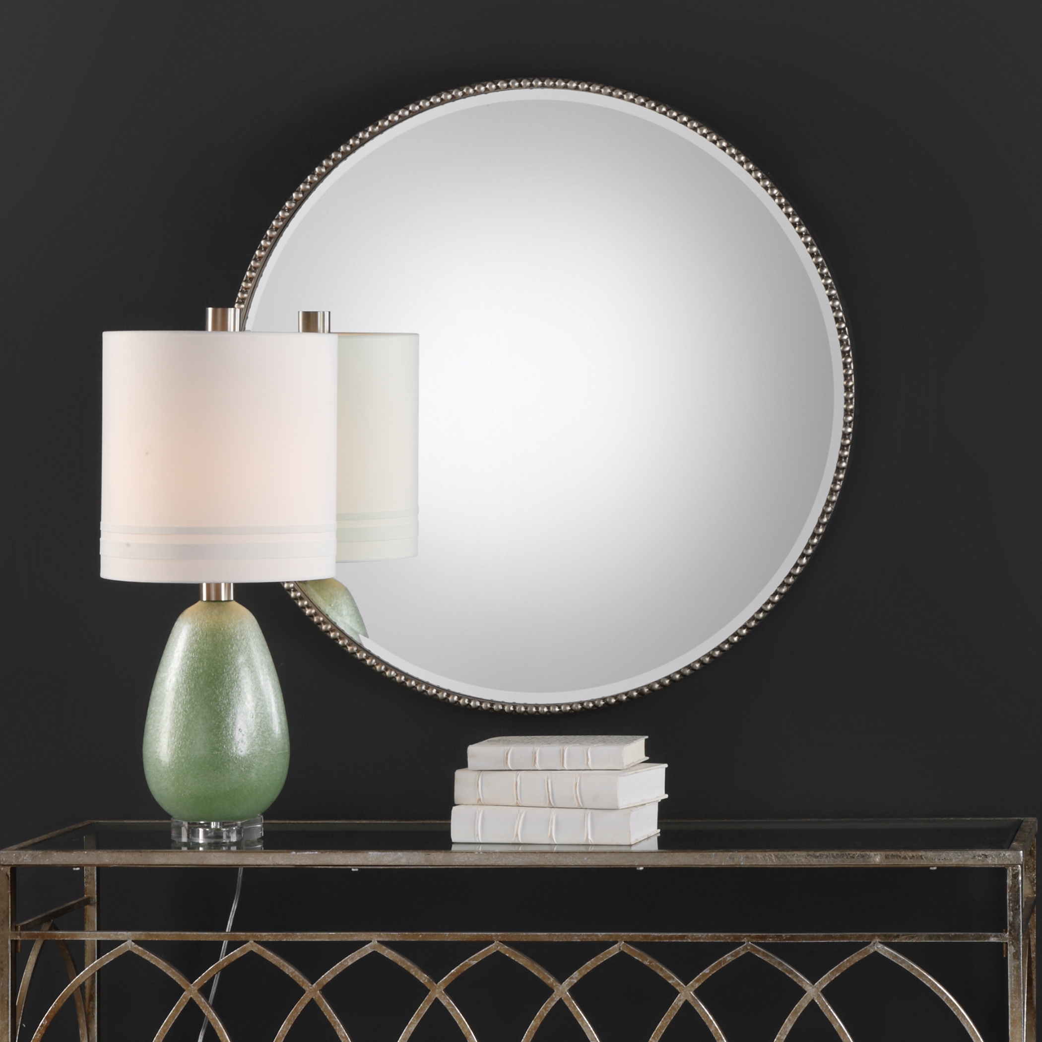 Stefania Beaded Round Mirror - Image 2