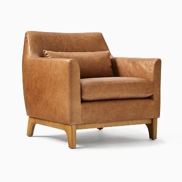 Harvey Chair, Poly, Ludlow Leather, Mace, Natural Oak - Image 1