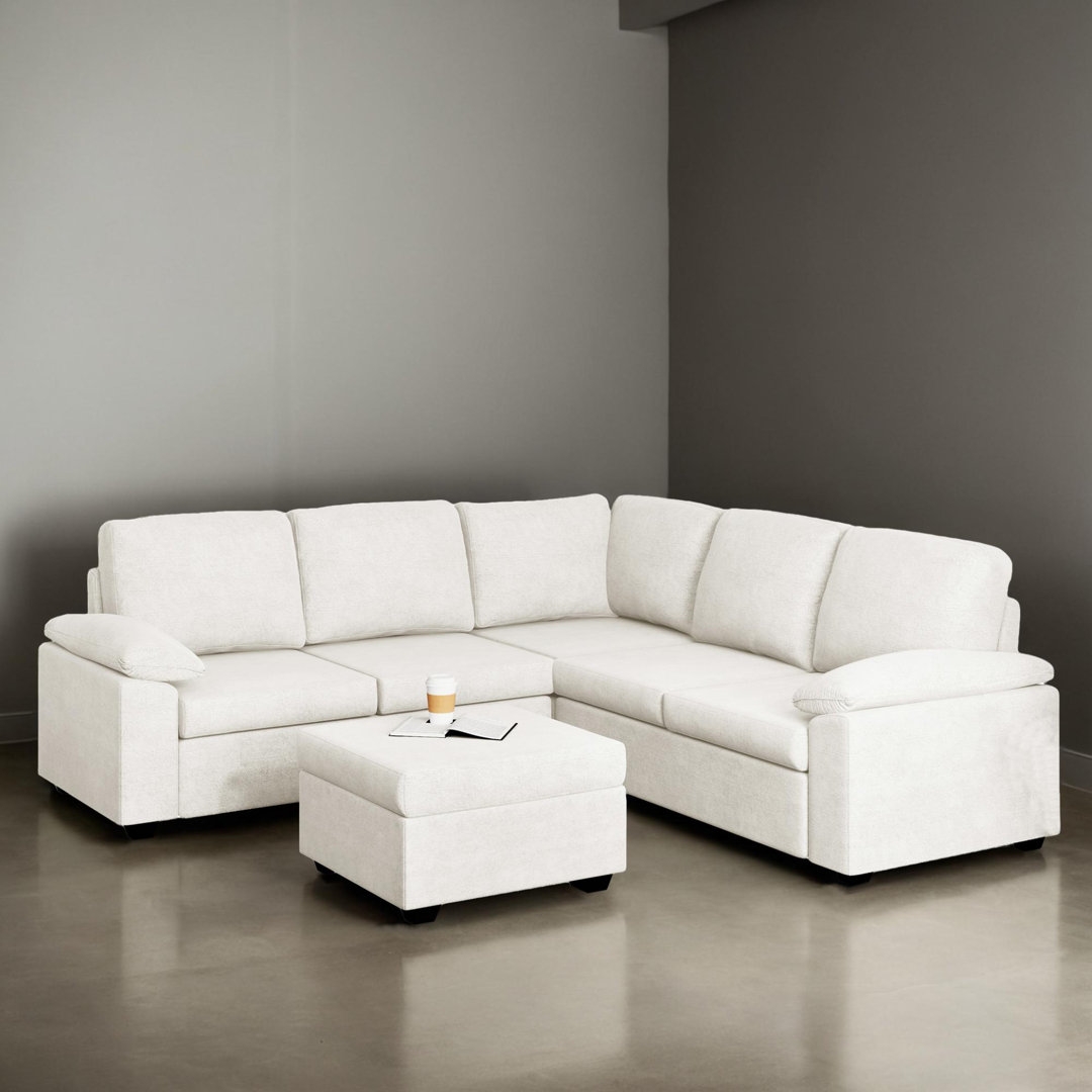 Homaapack 84"" Wide L-Shaped Corner Sectional Sofa with Ottoman - Image 0