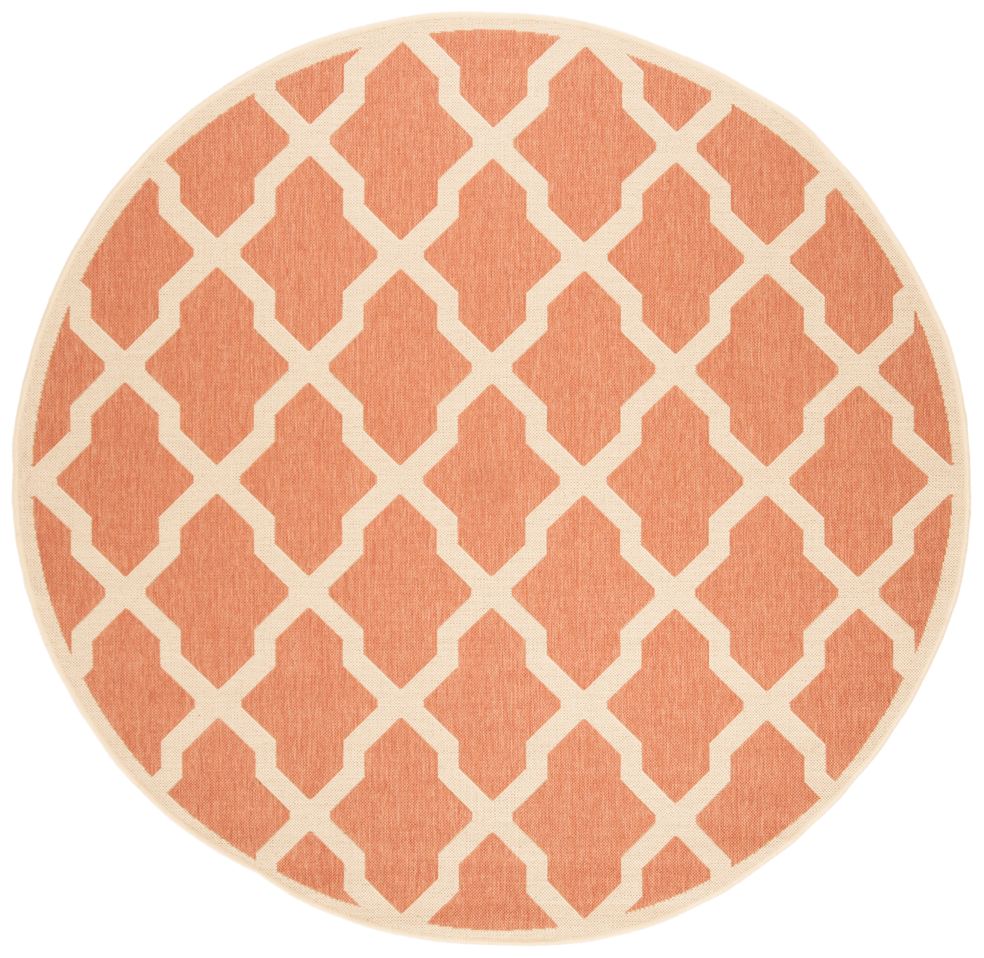 Arlo Home Indoor/Outdoor Woven Area Rug, LND122P, Rust/Cream,  6' 7" X 6' 7" Round - Image 0