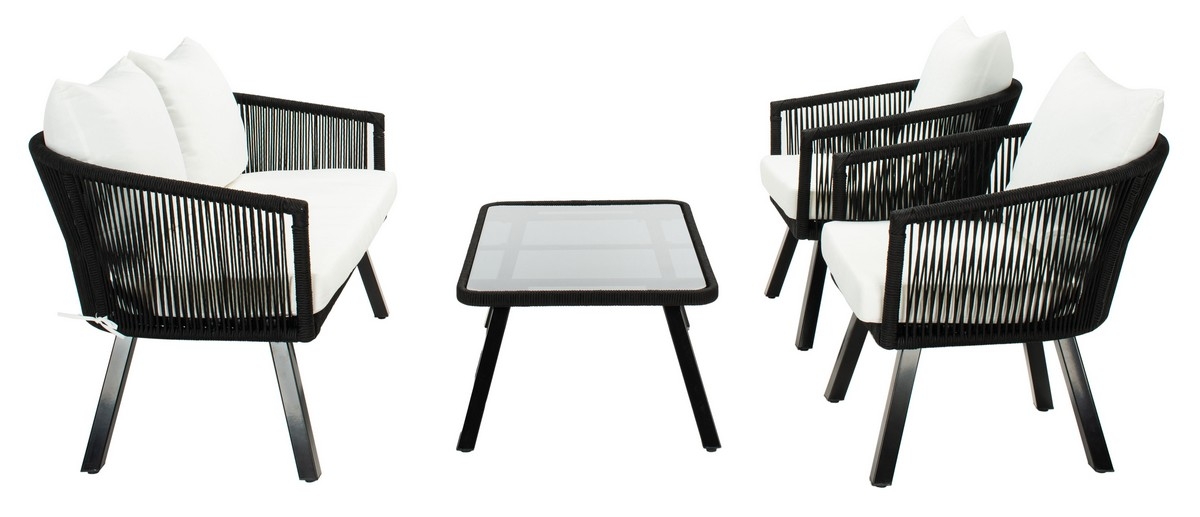 Belmi 4 Pc Rope Living Set - Black/Beige - Safavieh - Image 6