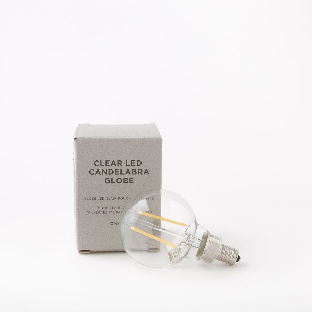 Clear LED Candelabra Bulb, Globe 2W - Image 0