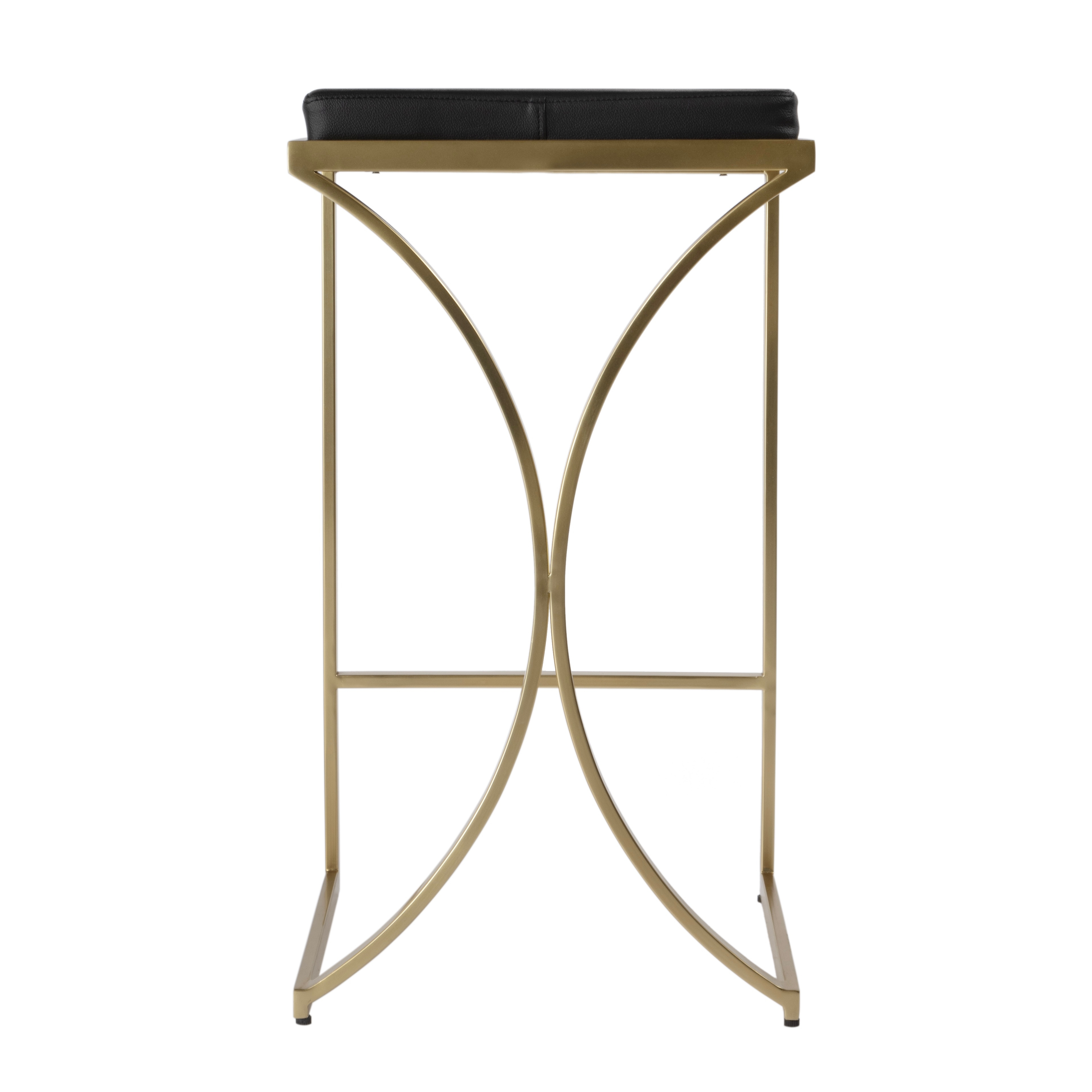 Natalya Black Leather Bar Stool - Image 2