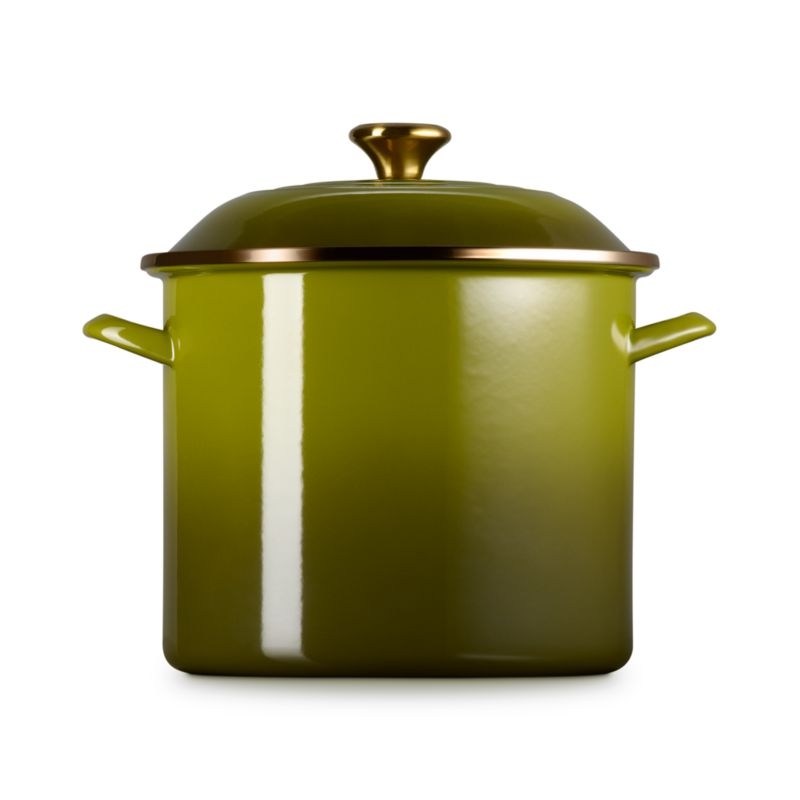 Le Creuset ® 12-Qt. Olive Enameled Steel Stock Pot with Stainless Steel Knob - Image 2