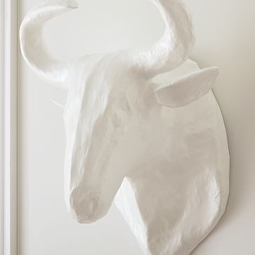 Papier-Mache Animal Sculpture, Wildebeest Head - Image 1