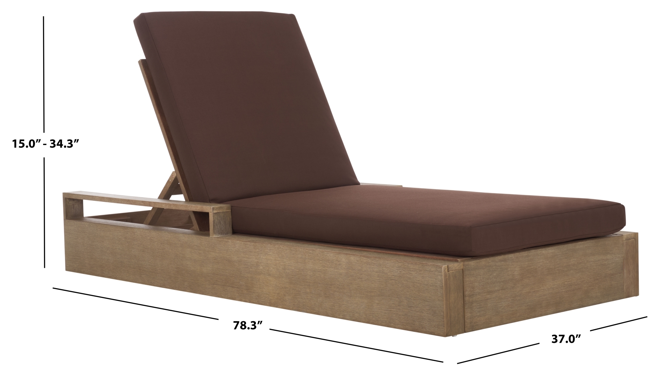 Lanai Wood Chaise Lounge Chair - Natural/Dark Brown - Image 8
