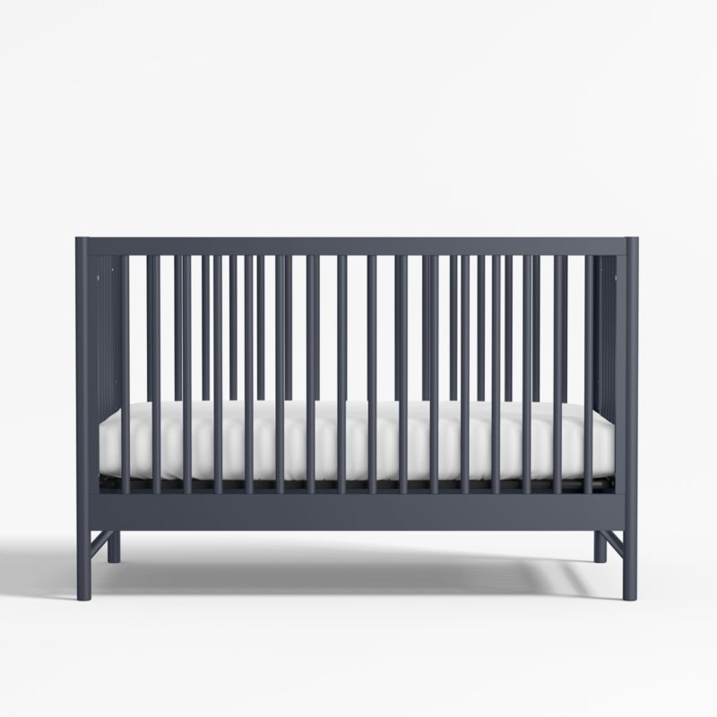 Classic Deep Navy Blue Wood Convertible Baby Crib - Image 2