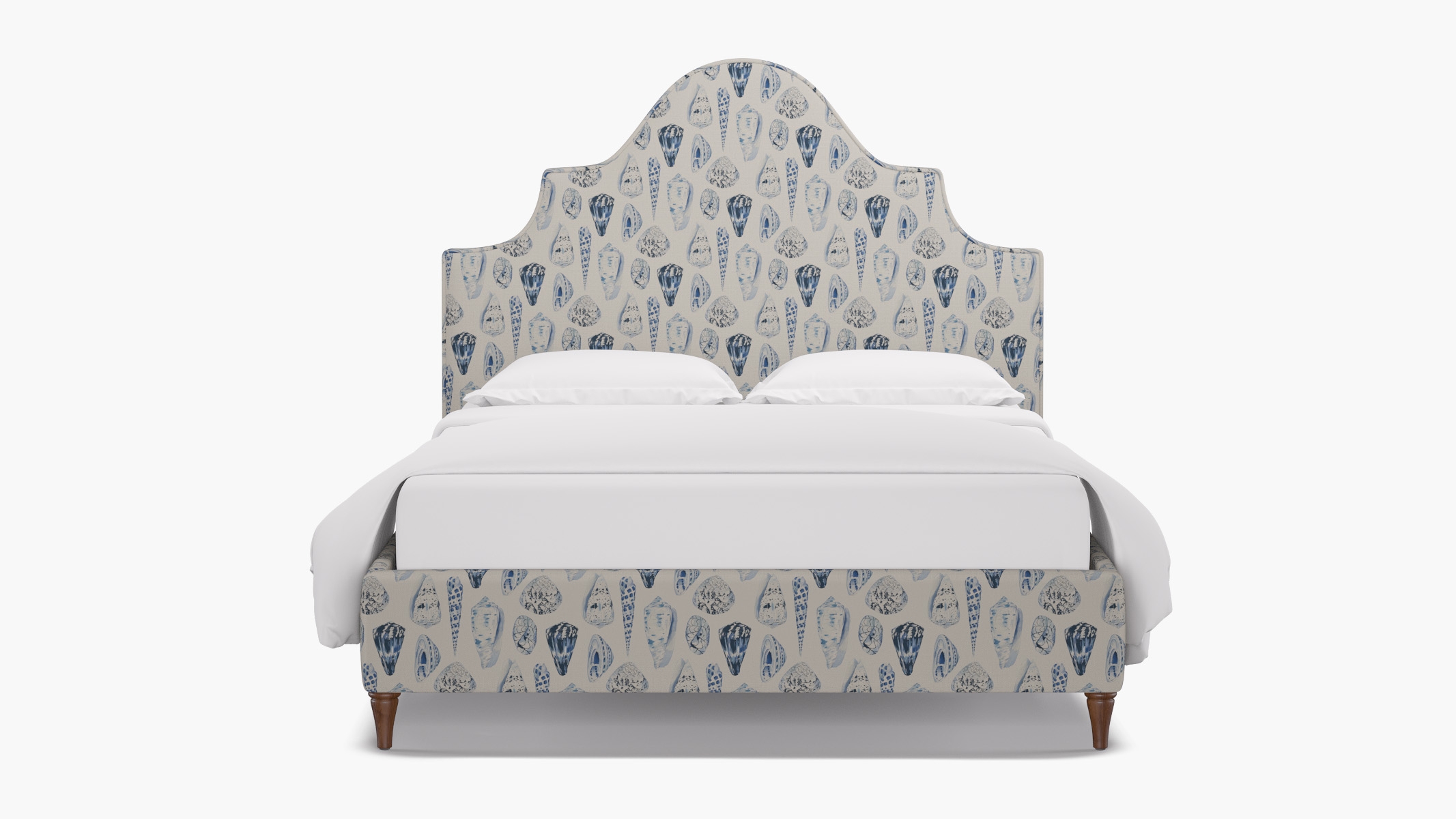 Statement Bed, Porcelain Coquina, Walnut Decorative Tapered Leg, King - Image 0