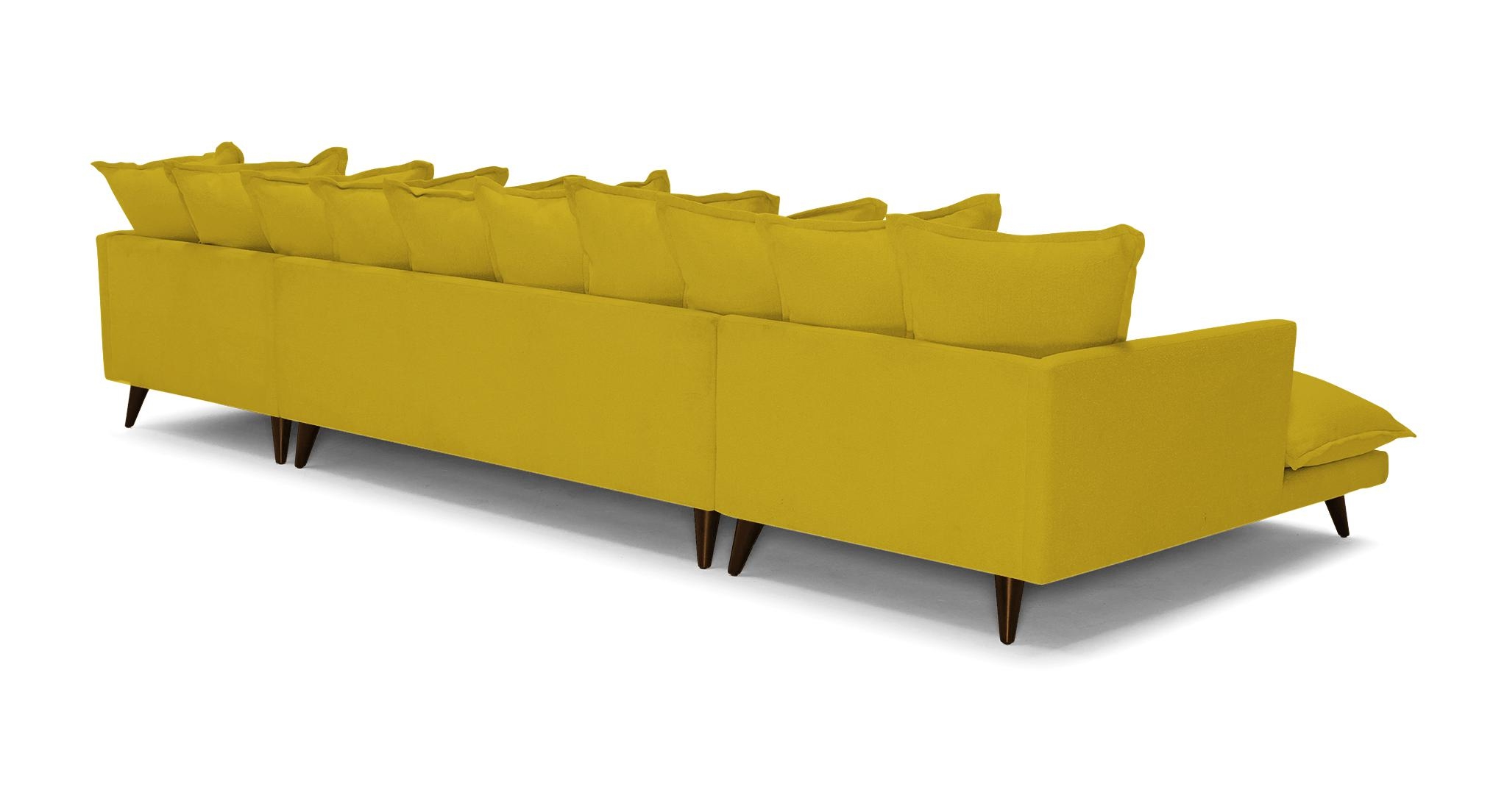 Yellow Denna Mid Century Modern U-Chaise Sectional - Bloke Goldenrod - Mocha - Image 3