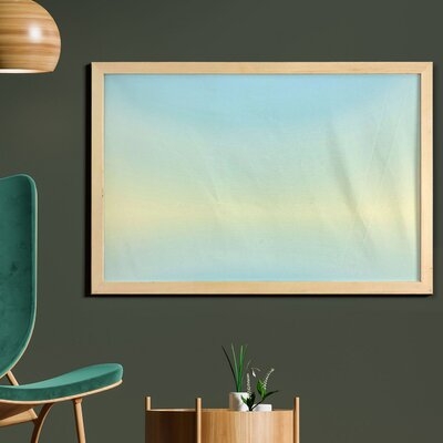 Ambesonne Teal Wall Art With Frame, Defocused Abstract Design In The Center Blurred Color Elements Sky Blue Like Art, Printed Fabric Poster For Bathroom Living Room Dorms, 35" X 23", Pale Blue - Image 0