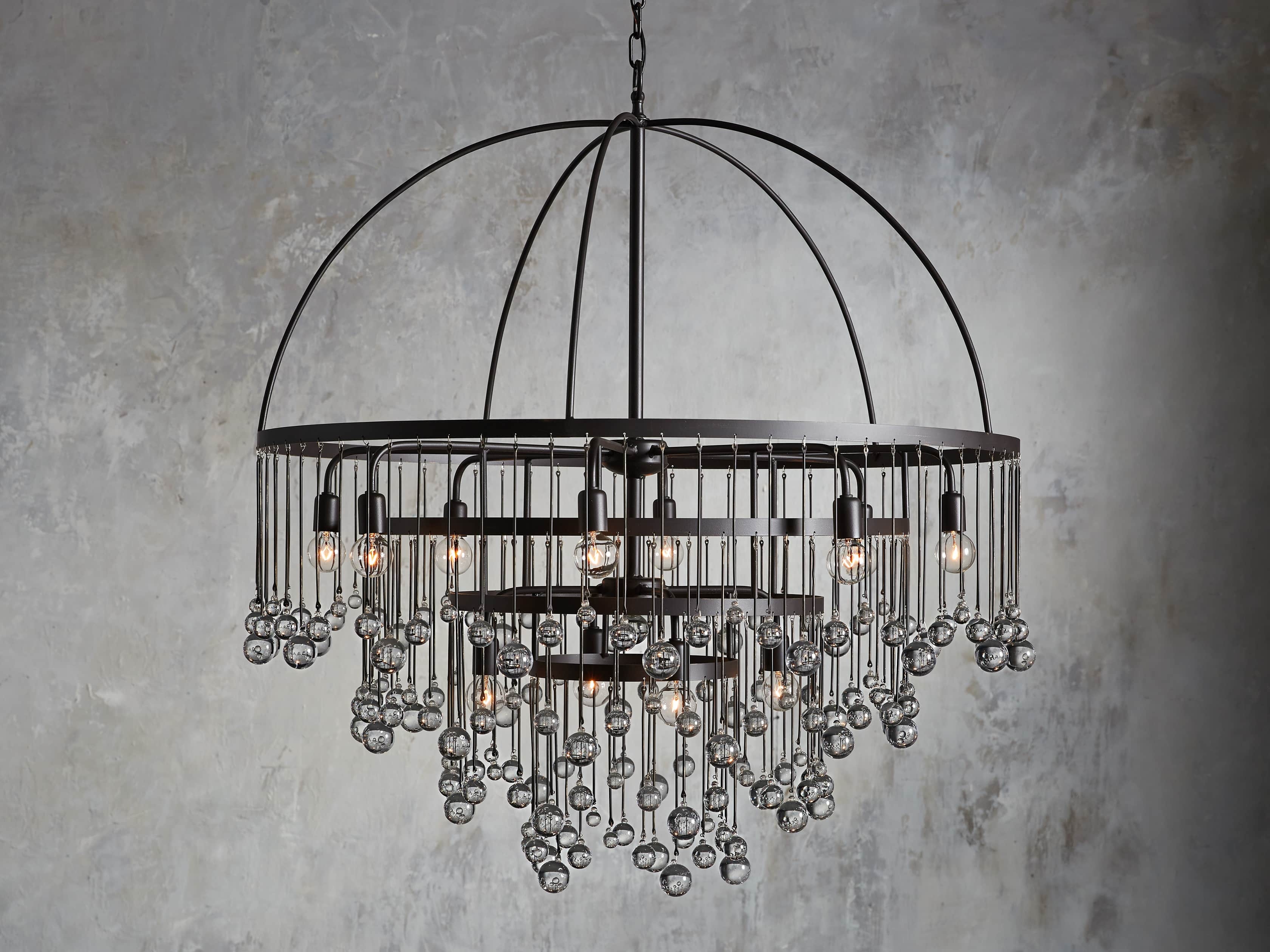 Aubrey Round Chandelier in Glass 4-Tier Bronze  Oil Rubbed  - Image 0