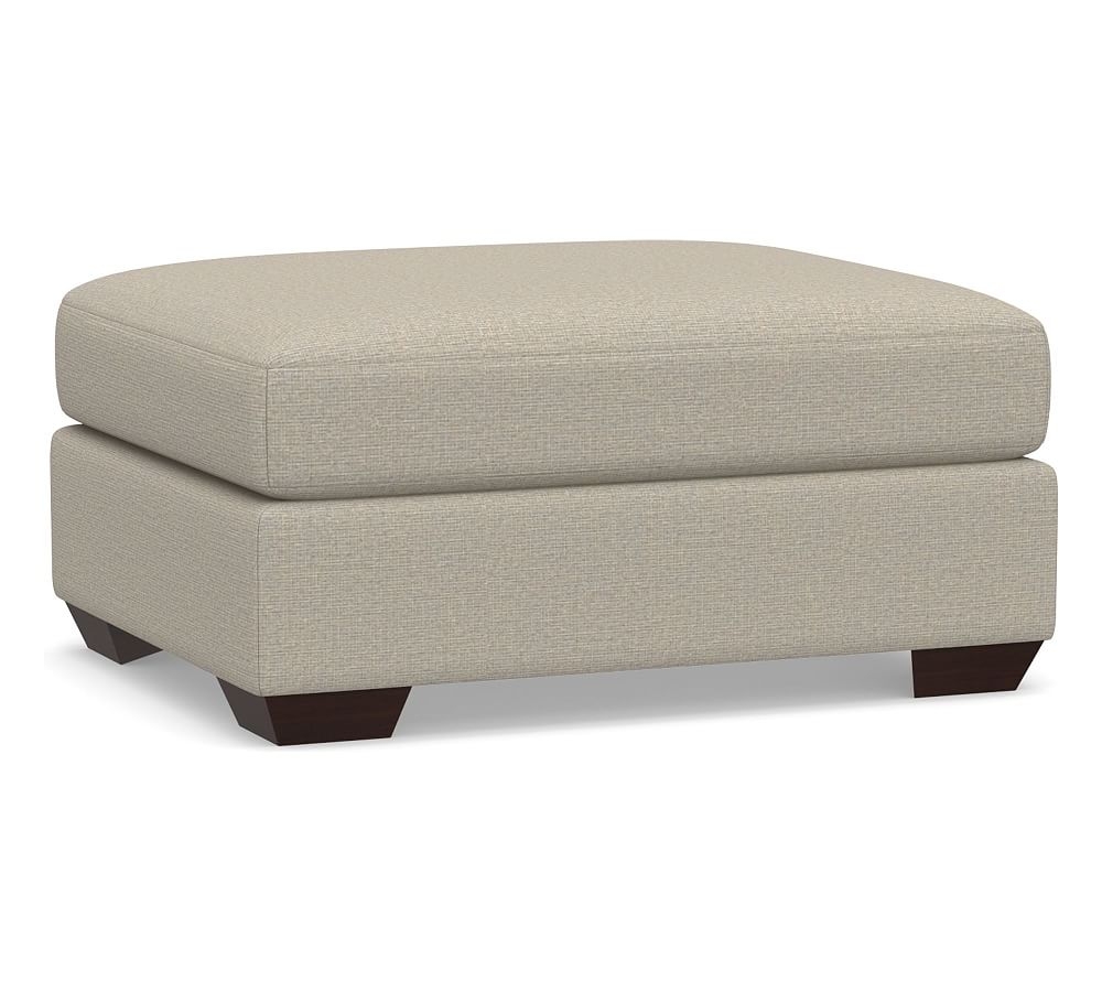Big Sur Square Arm Upholstered Sectional Ottoman 32" x 32", Down Blend Wrapped Cushions, Performance Boucle Fog - Image 0