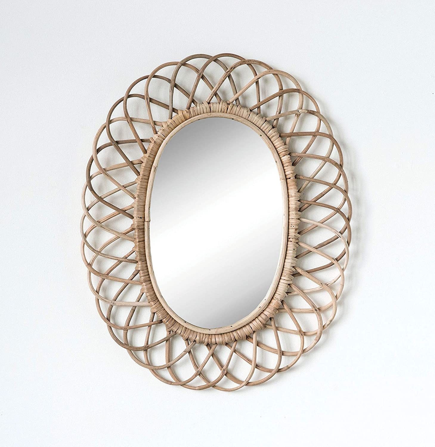 Oval Woven Bamboo Wall Mirror - Image 1