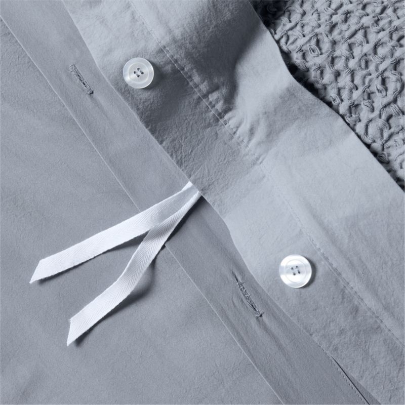 Organic Cotton Waffle Smoke Blue King Duvet Cover - Image 6