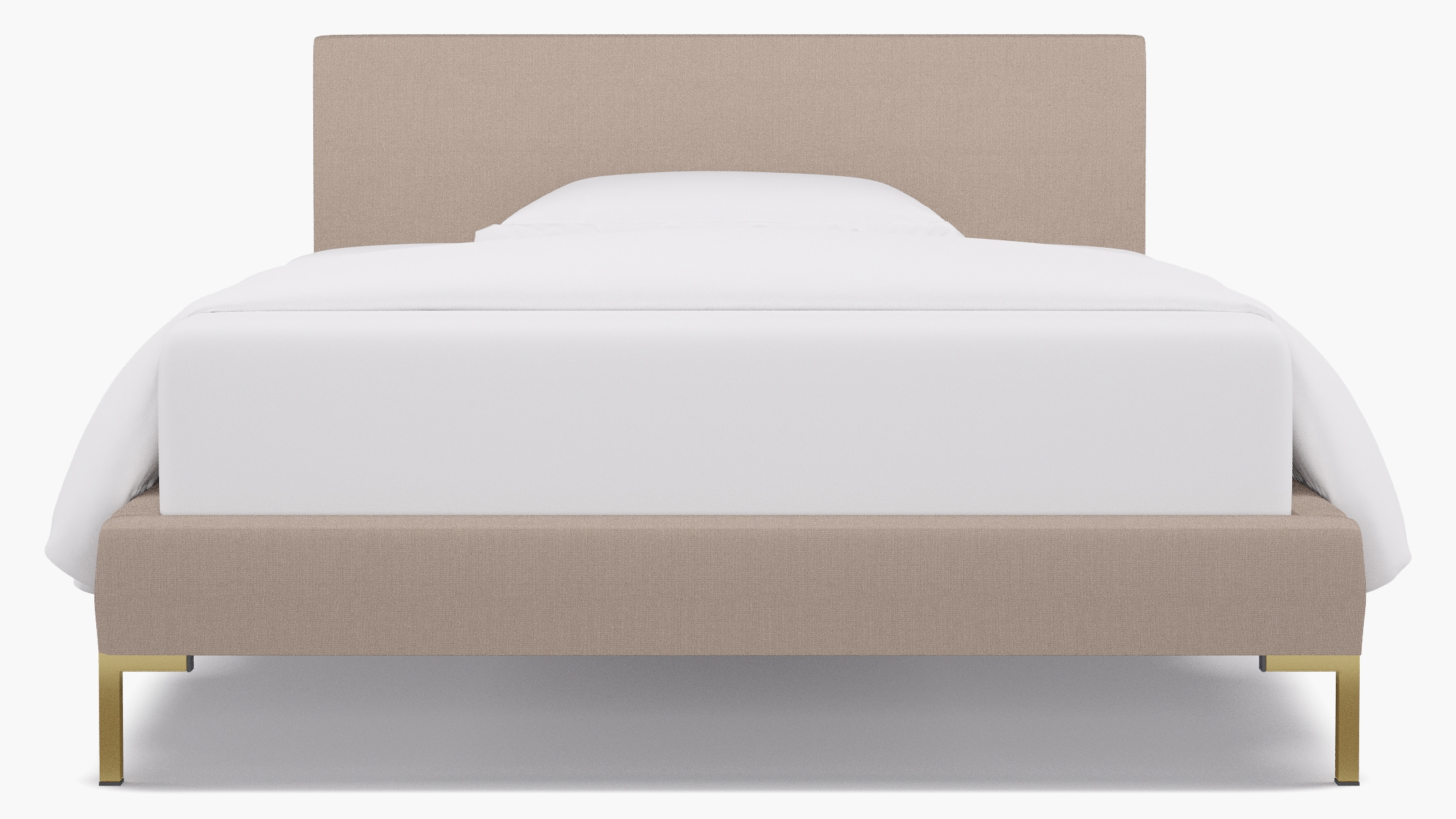Modern Platform Bed, Husk Everyday Linen, Brass, Full - Image 0