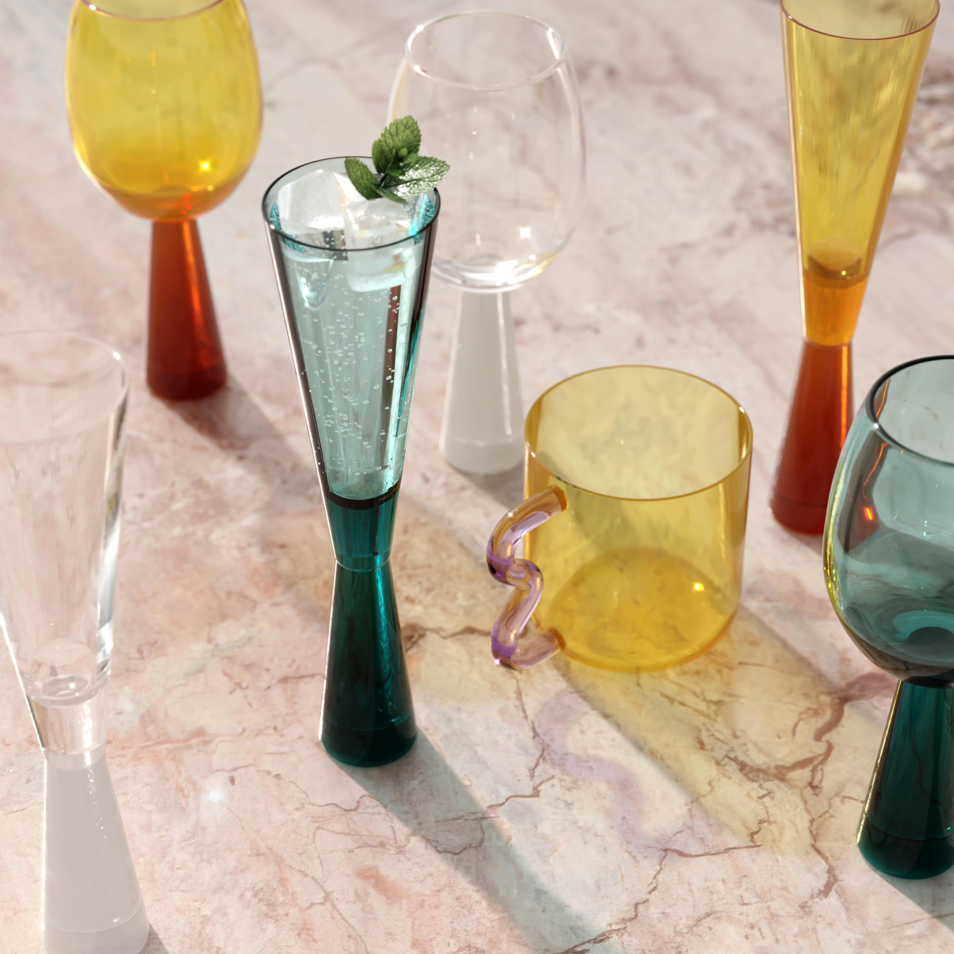Flute Green Champagne Glasses - Set of 4 - Image 1
