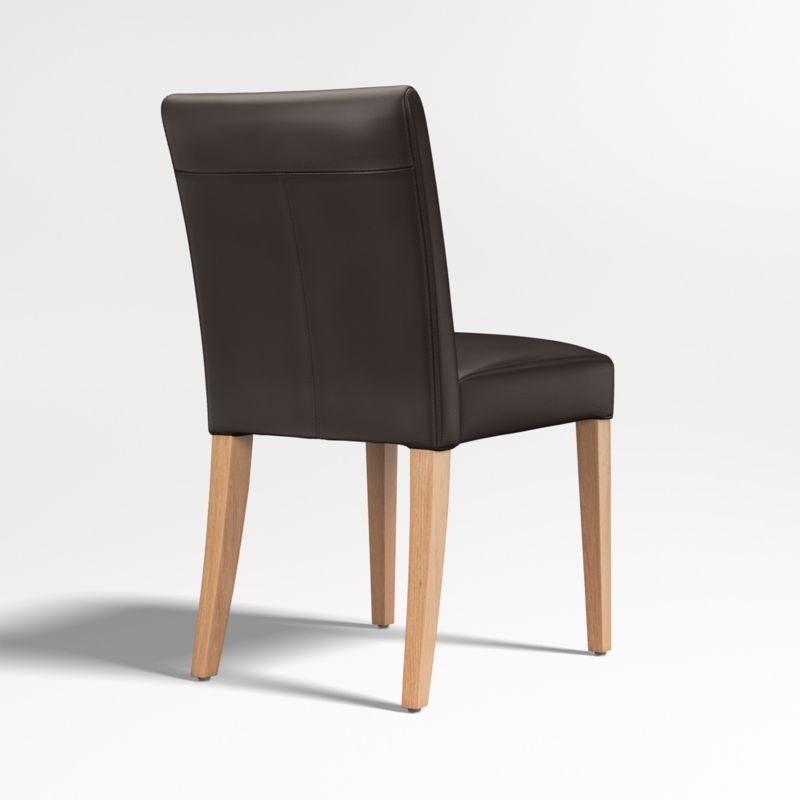 Lowe Chocolate Leather Dining Chair with Natural Wood Legs - Image 2