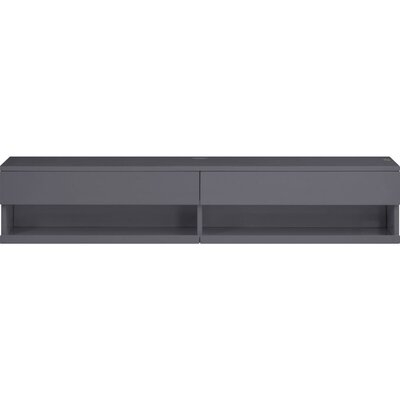 Floating TV Stand With 2 Storage Drawers And LED, Gray - Image 0