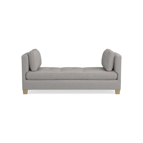Wilshire Settee, Standard Cushion, Perennials Performance Melange Weave, Fog, Natural Leg - Image 0